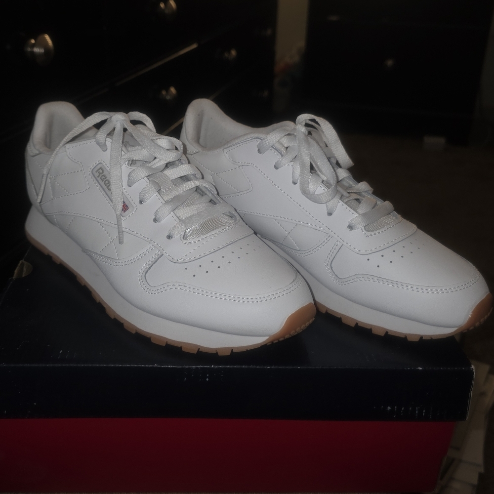 Reebok White and Brown Sneakers